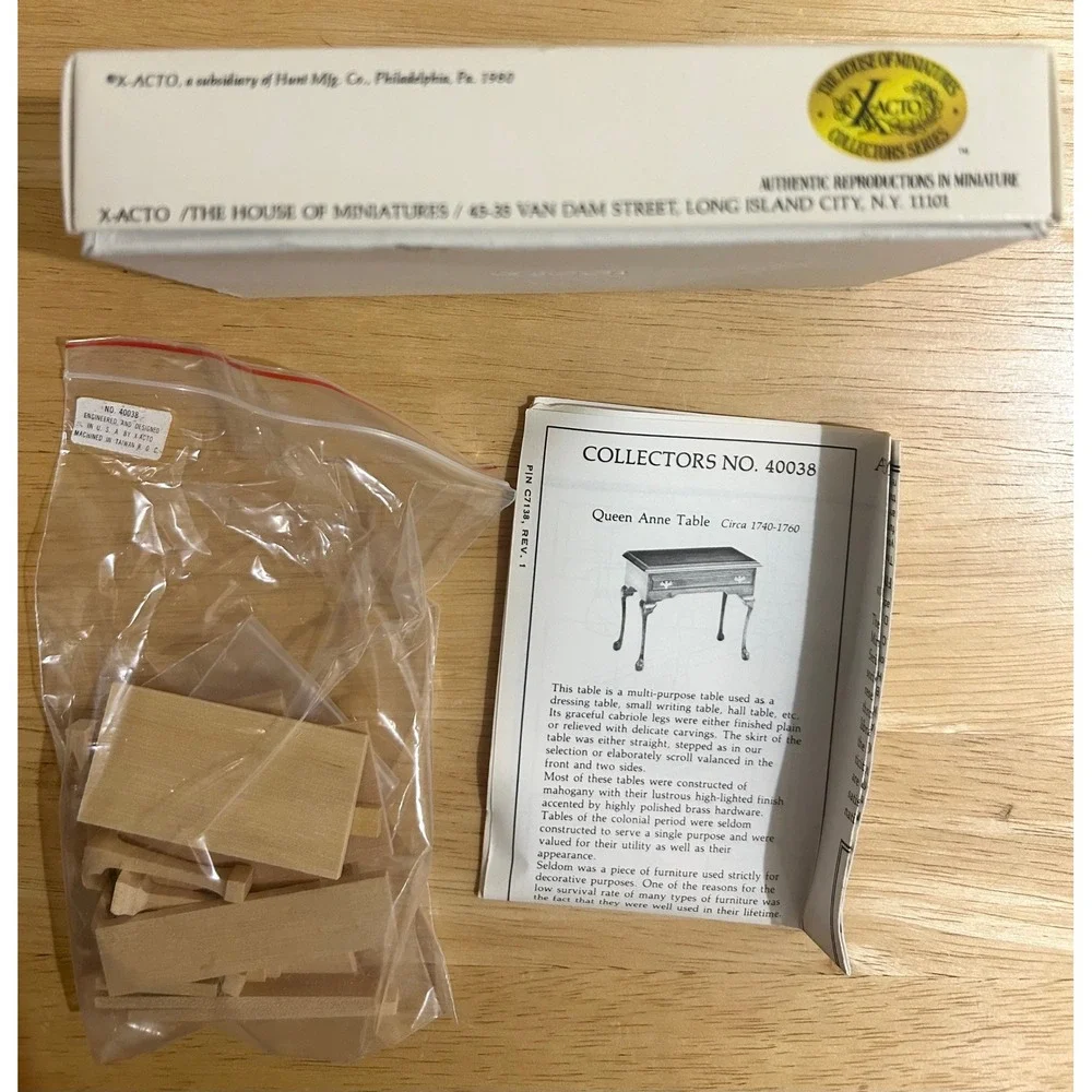 X-Acto House of Miniatures Queen Anne Table Kit 1:12 Scale Brown 40038 DIY VTG
